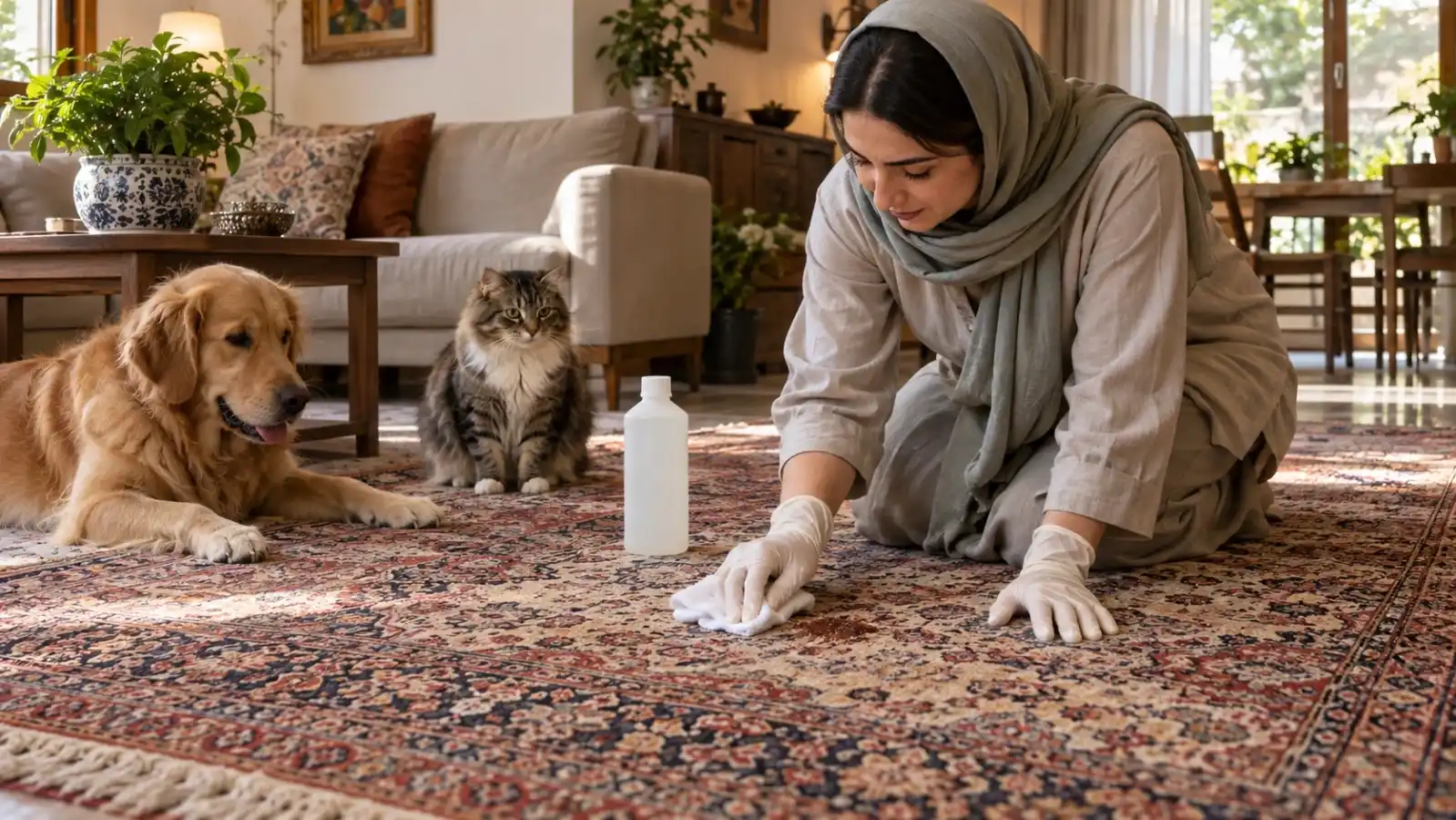 از بین بردن بوی بد ادرار سگ از فرش و سرامیک؛ راهنمای کامل